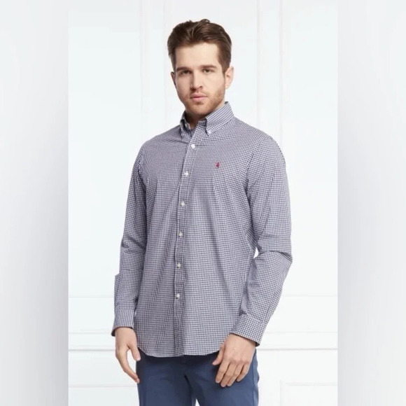 RALPH LAUREN NWOT Gingham Checked  Buttondown Shirt in Blue White Gingham - Picture 1 of 8